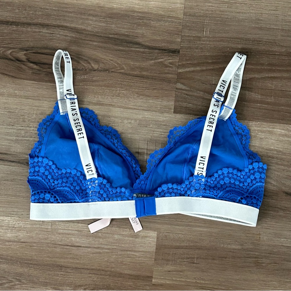 Victoria’s Secret White and Blue Lace Bra Women Size Large - Picture 3 of 6